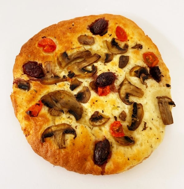 tomato, olive and mushroom focaccia - large
