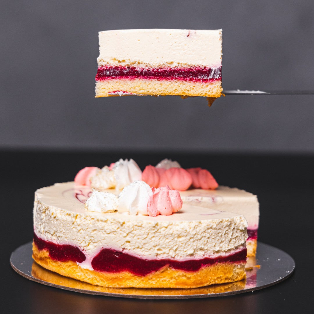 White Chocolate Mousse Cake with Raspberry 7"